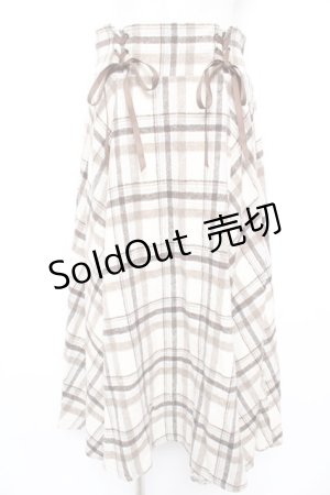 画像: axes femme / レースアップ起毛チェックスカート F 生成り Y-25-12-23-153-AX-SK-SZ-ZS
