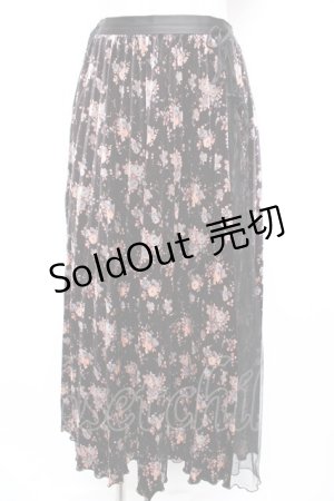 画像: axes femme / 花柄ベロアプリーツスカート M 黒 Y-25-12-23-154-AX-SK-SZ-ZS