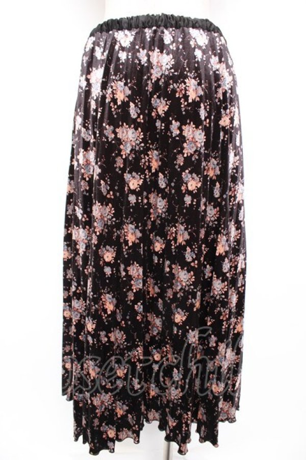 画像2: axes femme / 花柄ベロアプリーツスカート M 黒 Y-25-12-23-154-AX-SK-SZ-ZY (2)