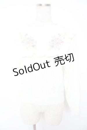 画像: axes femme / バラ刺繍ブロッキングニット M 生成り Y-25-12-23-016-AX-TO-SZ-ZY