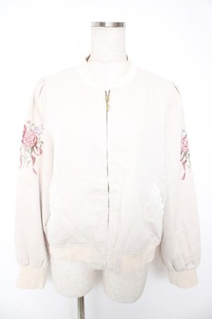 画像: axes femme POETIQUE / 薔薇刺繍ブルゾン M ベージュ Y-25-12-23-017-AX-JA-SZ-ZY