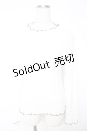 画像: axes femme / 袖レースメローニットプルオーバー F 白 Y-25-12-23-019-AX-TO-SZ-ZS