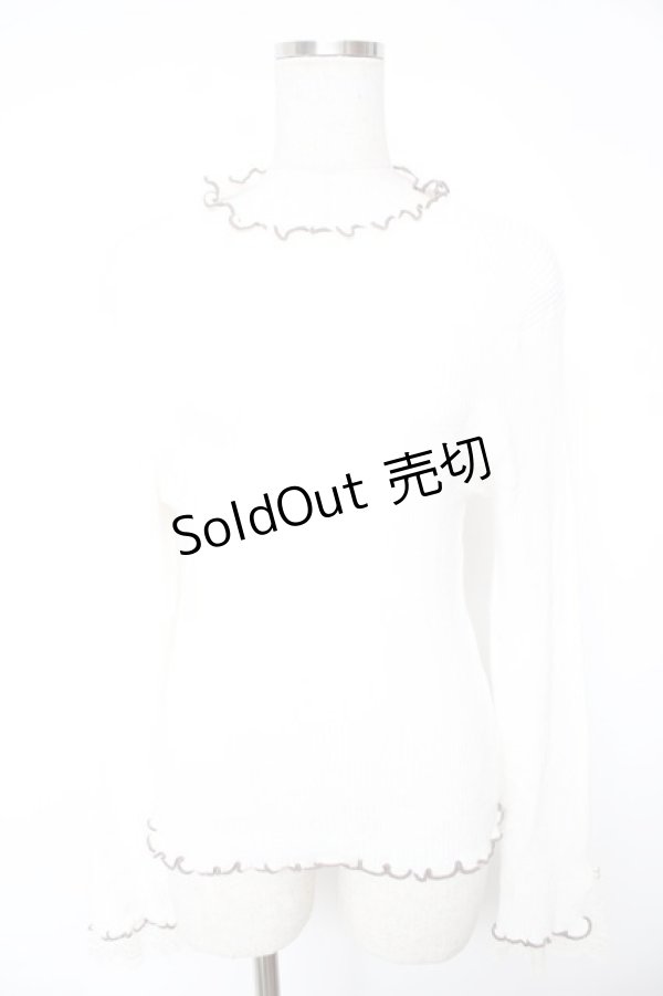 画像1: axes femme / 袖レースメローニットプルオーバー F 白 Y-25-12-23-019-AX-TO-SZ-ZS (1)