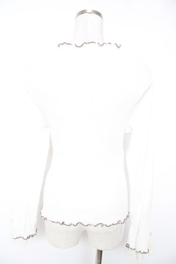 画像2: axes femme / 袖レースメローニットプルオーバー F 白 Y-25-12-23-019-AX-TO-SZ-ZY (2)