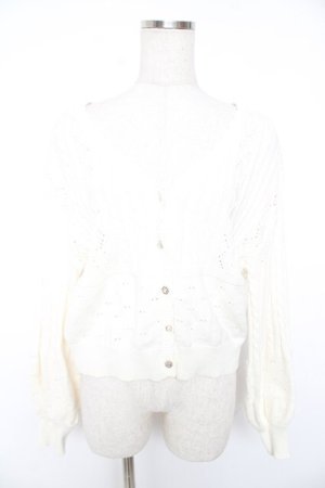 画像: axes femme / 透かし編みニットカーディガン F 白 Y-25-12-23-021-AX-TO-SZ-ZY