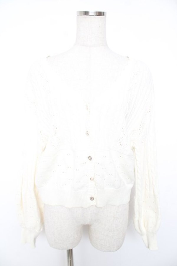 画像1: axes femme / 透かし編みニットカーディガン F 白 Y-25-12-23-021-AX-TO-SZ-ZY (1)