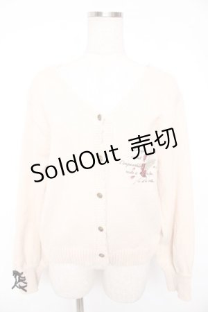 画像: axes femme / ディテクティブ刺繍ニットカーディガン F 生成り Y-25-12-23-022-AX-TO-SZ-ZY