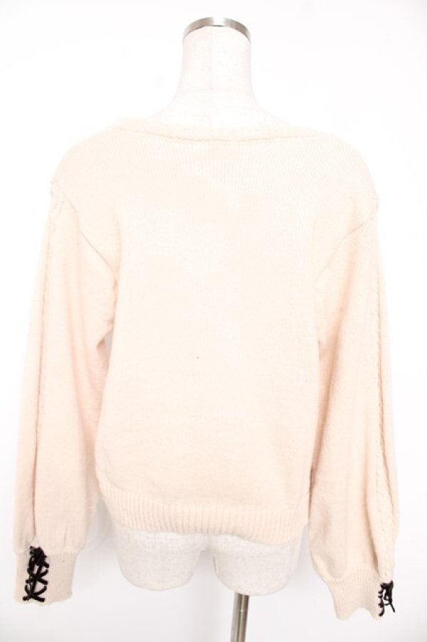 画像2: axes femme / ディテクティブ刺繍ニットカーディガン F 生成り Y-25-12-23-022-AX-TO-SZ-ZY (2)