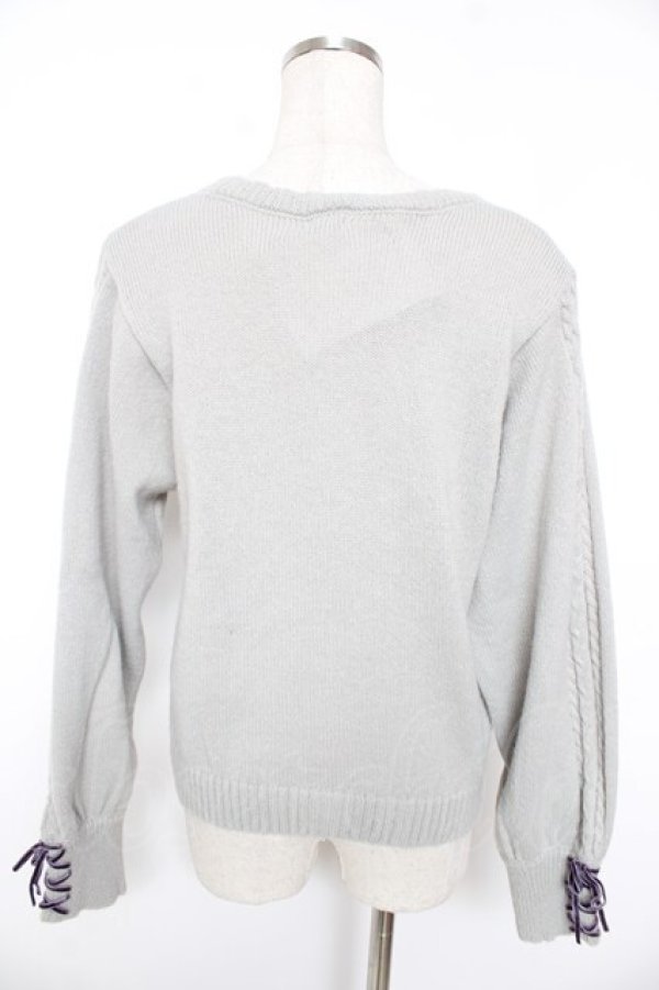 画像2: axes femme / ディテクティブ刺繍ニットカーディガン F グレー Y-25-12-23-026-AX-TO-SZ-ZY (2)