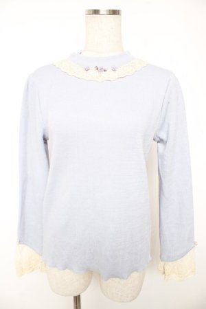 画像: axes femme / バラモチーフカットプルオーバー M サックス Y-25-12-23-027-AX-TO-SZ-ZY