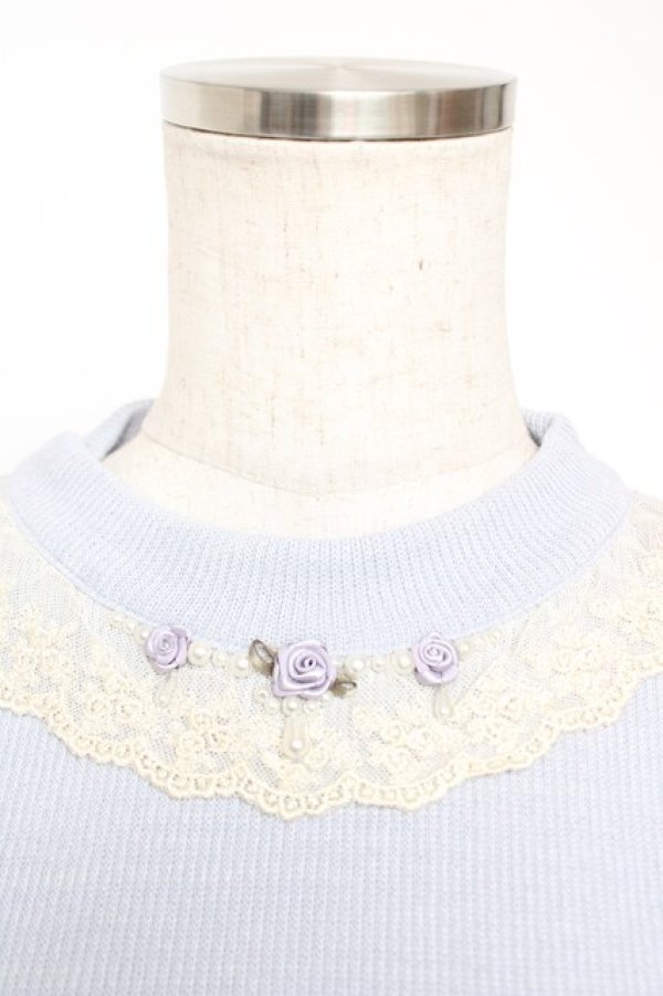 画像3: axes femme / バラモチーフカットプルオーバー M サックス Y-25-12-23-027-AX-TO-SZ-ZY (3)