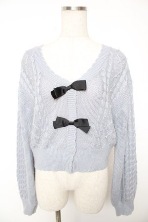 画像: axes femme POETIQUE / ラメリボンカーディガン  サックス Y-25-12-23-028-AX-TO-SZ-ZY