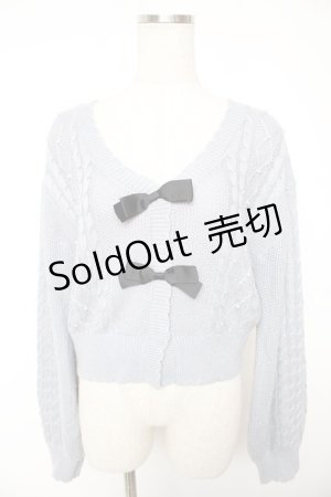 画像: axes femme POETIQUE / ラメリボンカーディガン  サックス Y-25-12-23-028-AX-TO-SZ-ZS