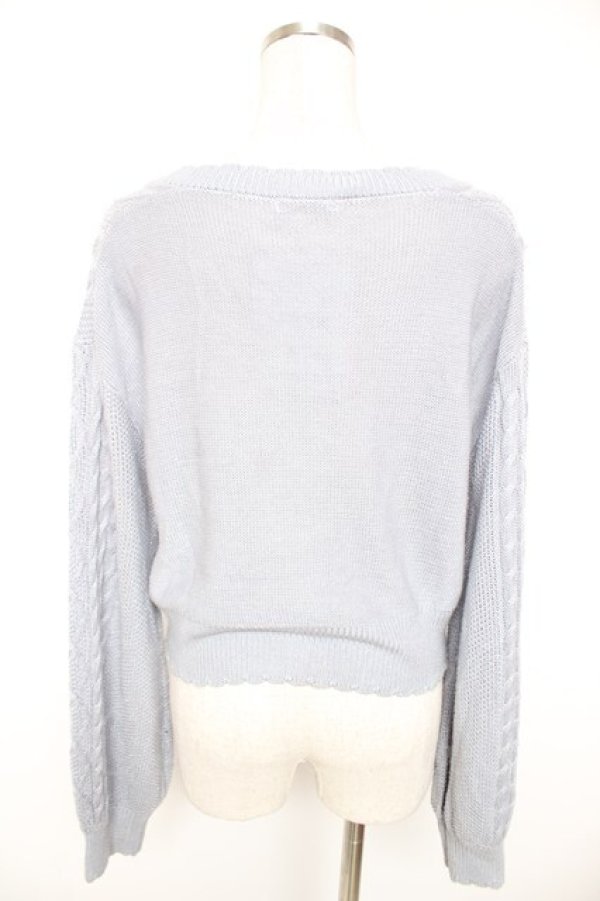 画像2: axes femme POETIQUE / ラメリボンカーディガン  サックス Y-25-12-23-028-AX-TO-SZ-ZY (2)