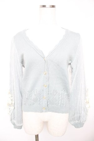 画像: axes femme / ローズリボン刺繍ニットカーデ M ミント Y-25-12-23-030-AX-TO-SZ-ZY