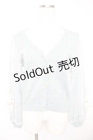 画像: axes femme / ローズリボン刺繍ニットカーデ M ミント Y-25-12-23-030-AX-TO-SZ-ZS