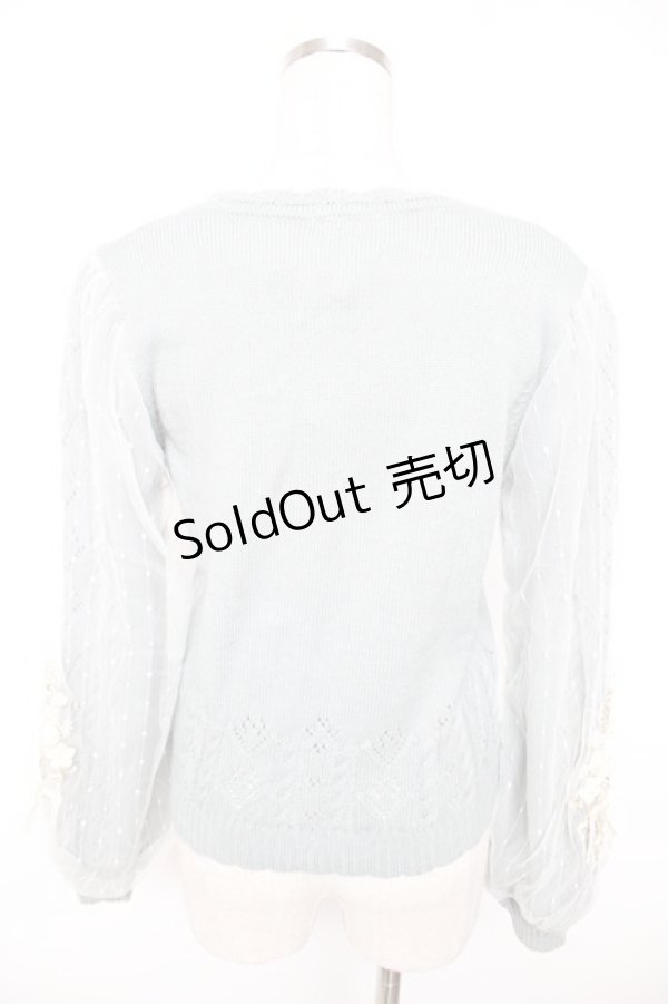 画像2: axes femme / ローズリボン刺繍ニットカーデ M ミント Y-25-12-23-030-AX-TO-SZ-ZS (2)