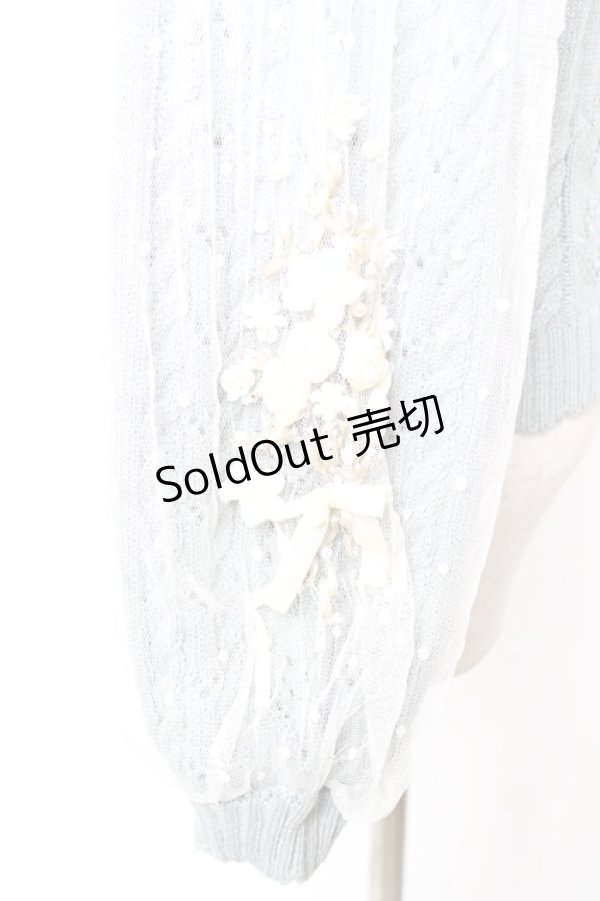 画像3: axes femme / ローズリボン刺繍ニットカーデ M ミント Y-25-12-23-030-AX-TO-SZ-ZS (3)