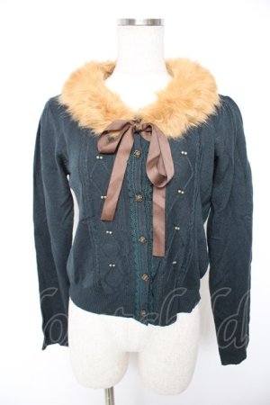 画像: axes femme / ファー襟付きニットカーディガン M グリーン Y-25-12-23-031-AX-TO-SZ-ZY