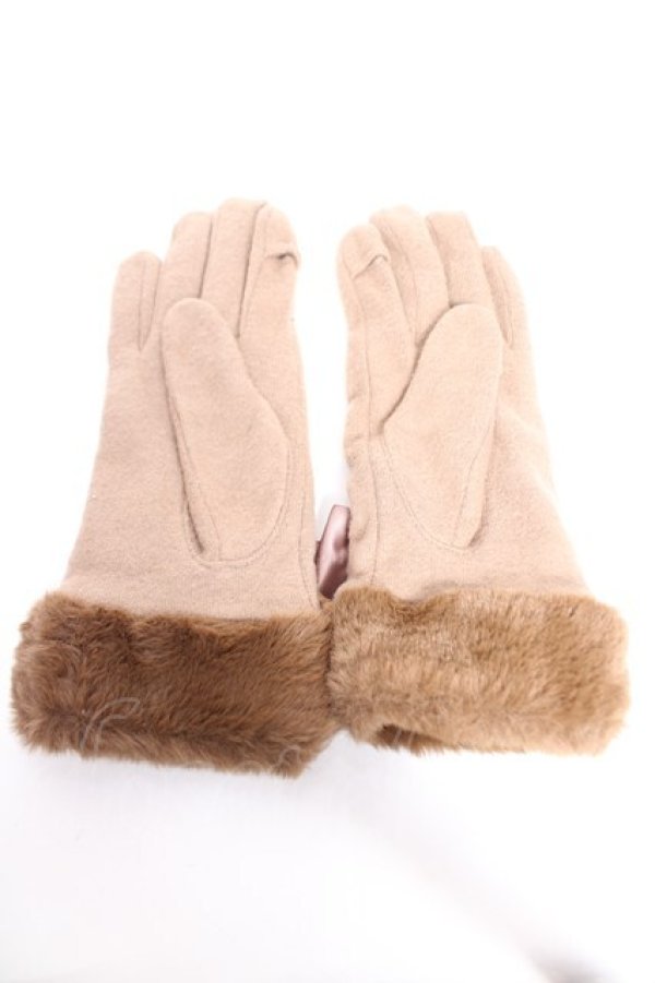 画像2: Maison de FLEUR / パールビジューリボンファーグローブ  ブラウン Y-25-12-23-004-LO-ZA-SZ-ZY (2)