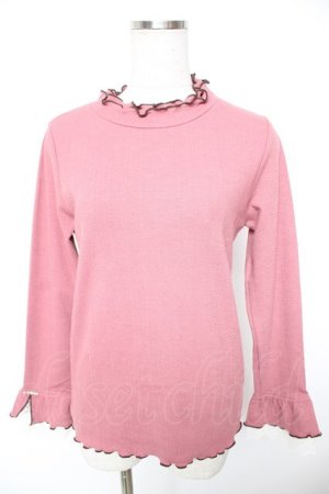 画像: axes femme / 袖レース配色メローフリルプルオーバー F ピンク Y-25-12-23-036-AX-TO-SZ-ZY