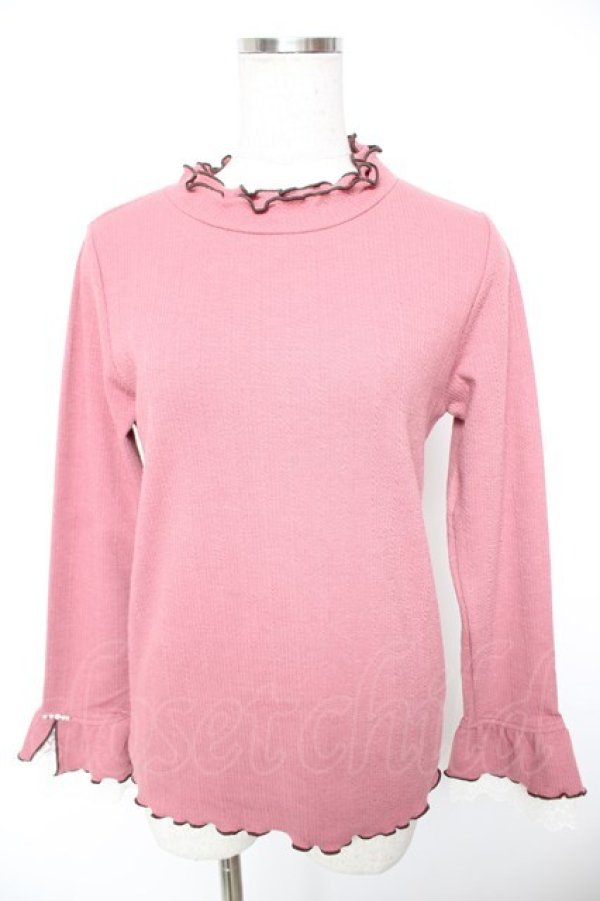 画像1: axes femme / 袖レース配色メローフリルプルオーバー F ピンク Y-25-12-23-036-AX-TO-SZ-ZY (1)