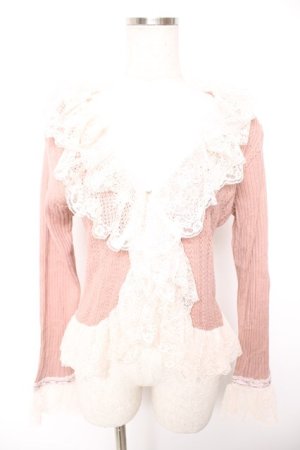 画像: axes femme / レースフリルニットボレロ  ピンク Y-25-12-23-037-AX-TO-SZ-ZY