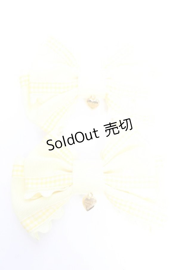 画像1: Angelic Pretty / CuteギンガムグログランリボンクリップSet  イエロー Y-25-12-25-048-AP-AC-SZ-ZY (1)