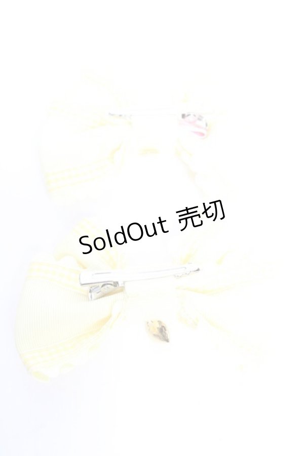 画像2: Angelic Pretty / CuteギンガムグログランリボンクリップSet  イエロー Y-25-12-25-048-AP-AC-SZ-ZY (2)