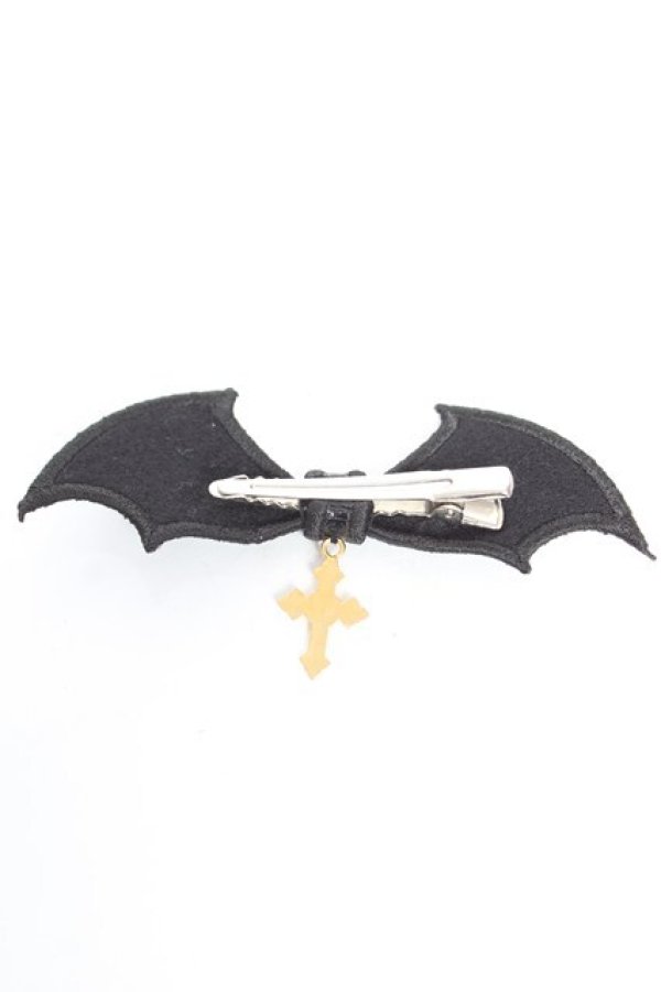画像2: Angelic Pretty / Horror Bat Crossクリップ  ブラック Y-25-12-25-053-AP-AC-SZ-ZY (2)