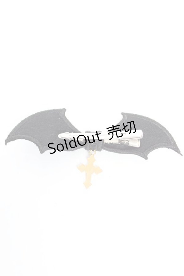 画像2: Angelic Pretty / Horror Bat Crossクリップ  ブラック Y-25-12-25-053-AP-AC-SZ-ZS (2)