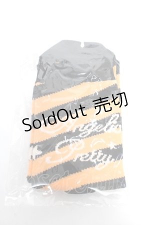 画像: Angelic Pretty / Borderクルー丈ソックス  オレンジ×ブラック Y-25-12-25-068-AP-ZA-SZ-ZY