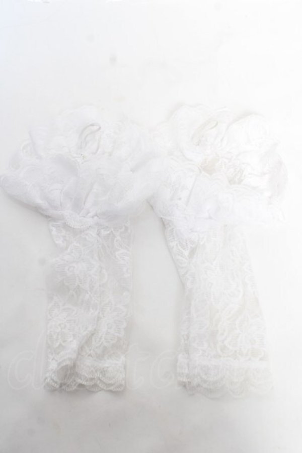 画像2: MARBLE / モチーフ付き指先ボリュームレースグローブ  ホワイト Y-25-12-25-073-GO-ZA-SZ-ZY (2)
