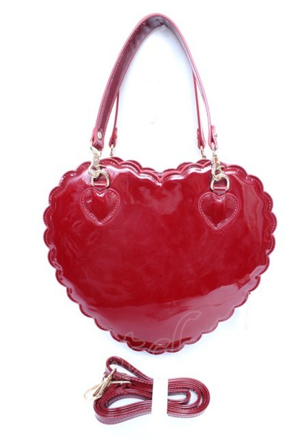 画像2: Snowdrop to Saint Maria / エナメルハートバッグ  ボルドー Y-25-12-25-080-LO-BG-SZ-ZY (2)