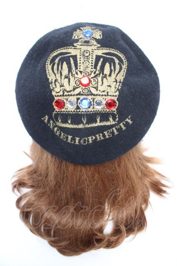 画像1: Angelic Pretty / Antique Crownベレー帽  黒 Y-25-12-25-084-AP-AC-SZ-ZY (1)
