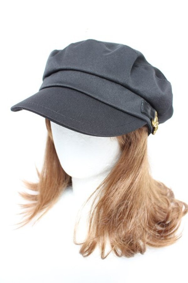 画像1: axes femme POETIQUE / ビット付きキャスケット 57.5cm 黒 Y-25-12-25-085-AX-AC-SZ-ZY (1)