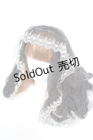 画像: Moi-meme-Moitie / Rose Gardenレースベール&ケープ2Way  ブラック×ホワイト Y-25-12-25-087-MO-AC-SZ-ZY
