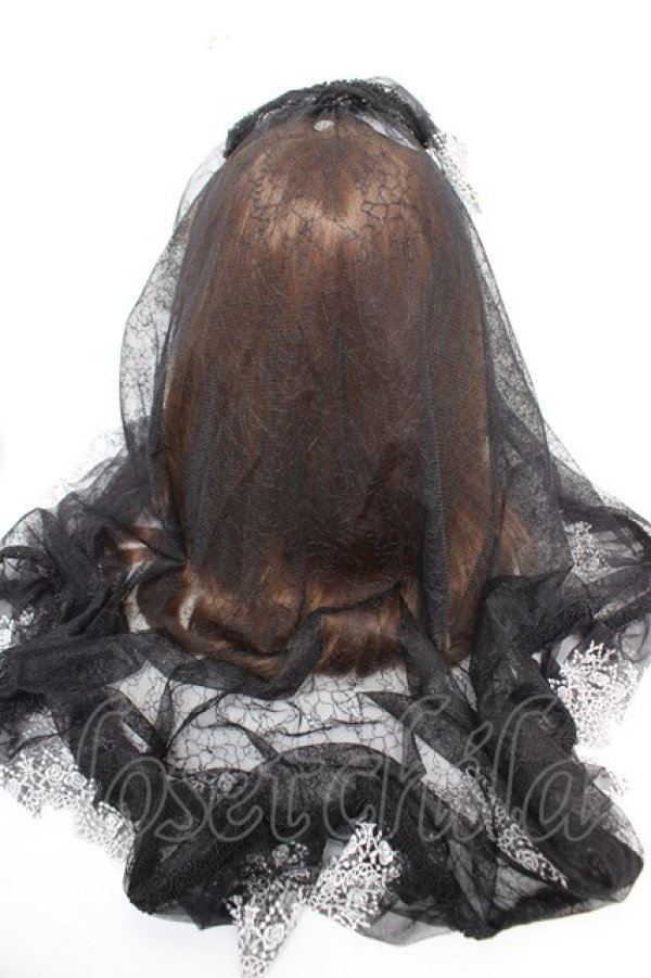 画像3: Moi-meme-Moitie / Rose Gardenレースベール&ケープ2Way  ブラック×ホワイト Y-25-12-25-087-MO-AC-SZ-ZY (3)