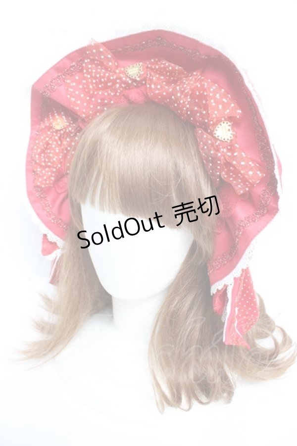 画像1: Angelic Pretty / Dramatic Heart ボンネット風カチューシャ  レッド Y-25-12-25-089-AP-AC-SZ-ZY (1)