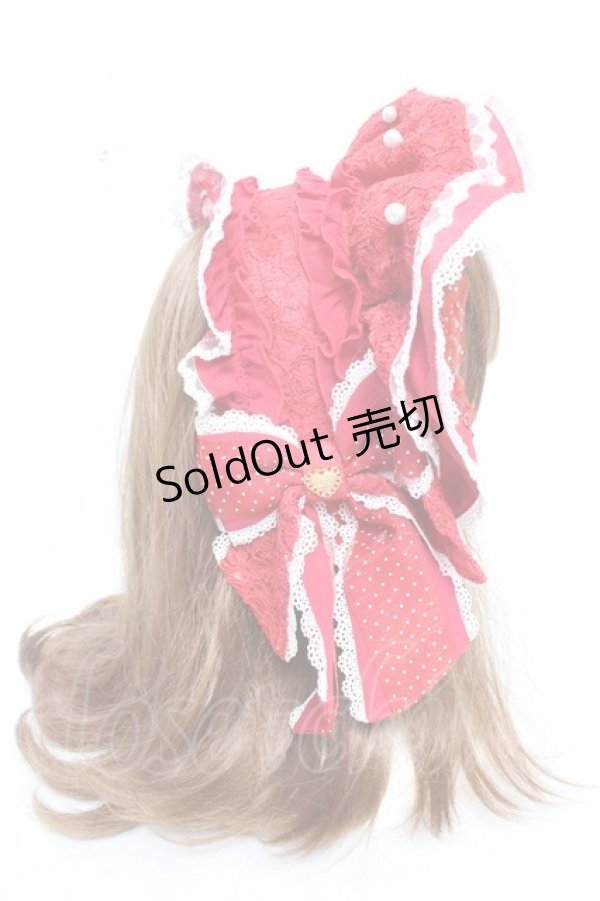 画像4: Angelic Pretty / Dramatic Heart ボンネット風カチューシャ  レッド Y-25-12-25-089-AP-AC-SZ-ZY (4)