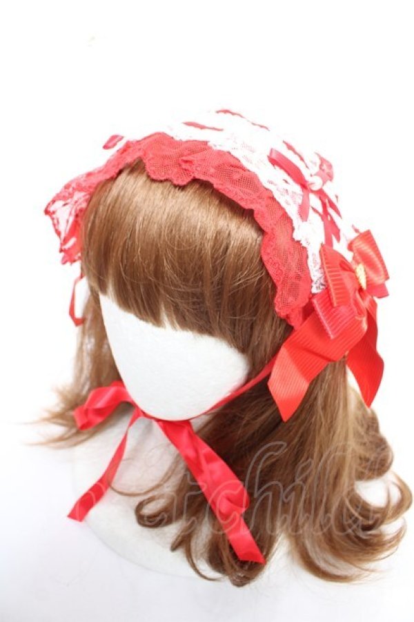 画像1: Angelic Pretty / レースハートチャームバラレースヘッドドレス  レッド Y-25-12-25-094-AP-AC-SZ-ZY (1)
