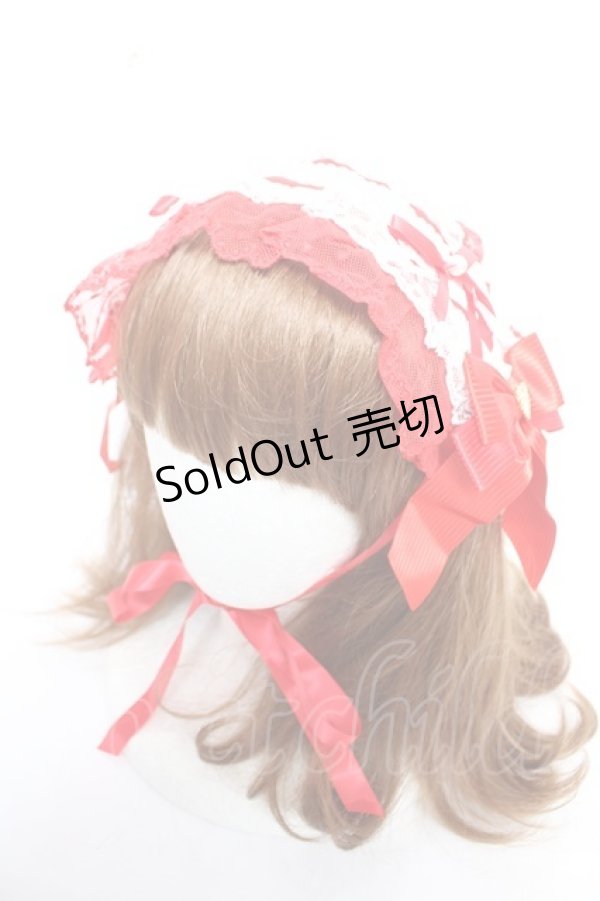 画像1: Angelic Pretty / レースハートチャームバラレースヘッドドレス  レッド Y-25-12-25-094-AP-AC-SZ-ZY (1)