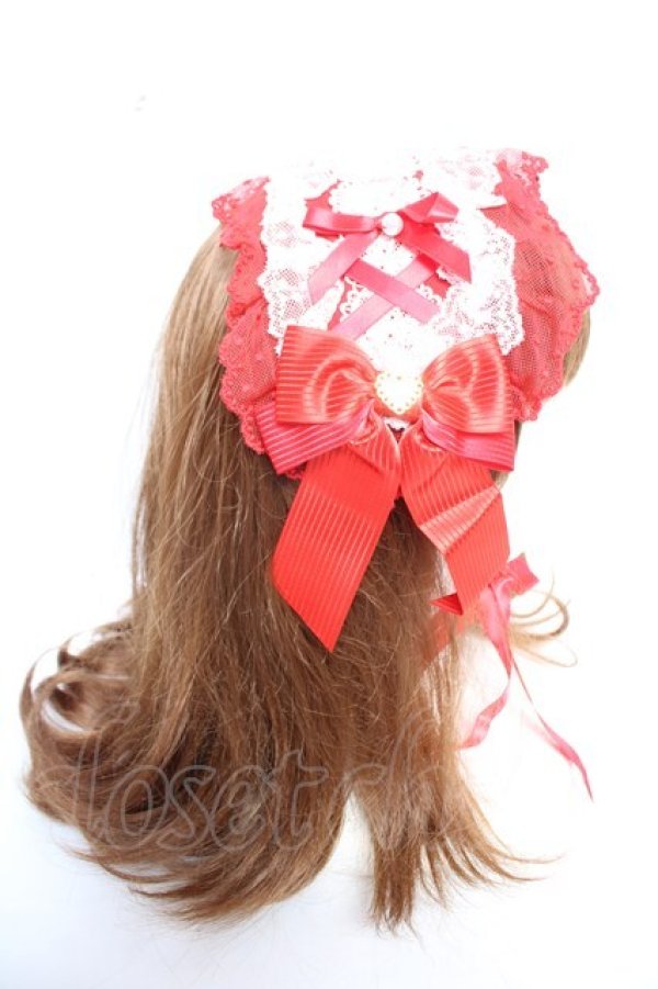 画像3: Angelic Pretty / レースハートチャームバラレースヘッドドレス  レッド Y-25-12-25-094-AP-AC-SZ-ZY (3)