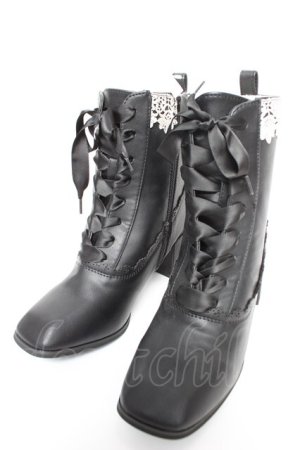 画像: axes femme / レースアップショートブーツ L 黒 Y-25-12-25-095-AX-SH-SZ-ZY