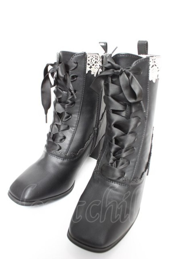 画像1: axes femme / レースアップショートブーツ L 黒 Y-25-12-25-095-AX-SH-SZ-ZY (1)