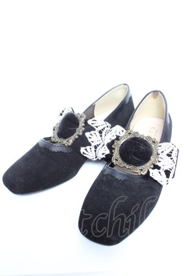 画像1: axes femme / ベロアリボンバレエシューズ L 黒 Y-25-12-25-096-AX-SH-SZ-ZY (1)