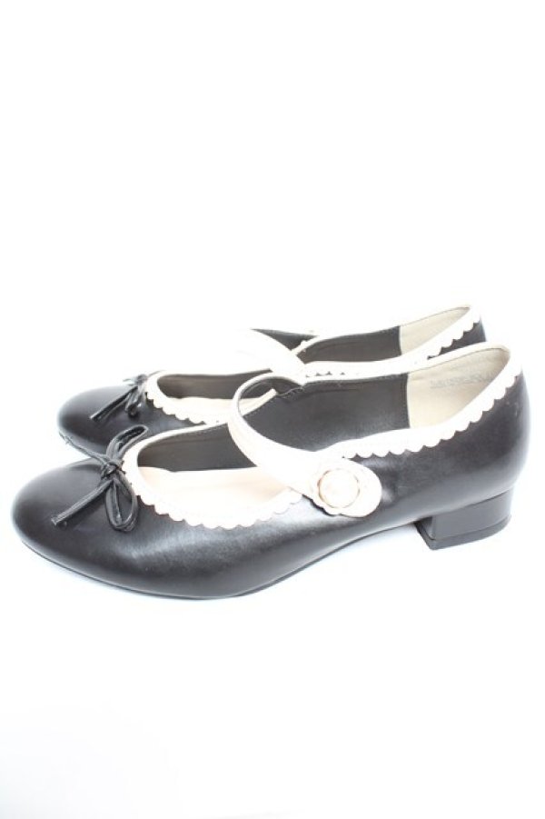 画像2: axes femme POETIQUE / リボン付きフラットパンプス L 黒 Y-25-12-25-098-AX-SH-SZ-ZY (2)