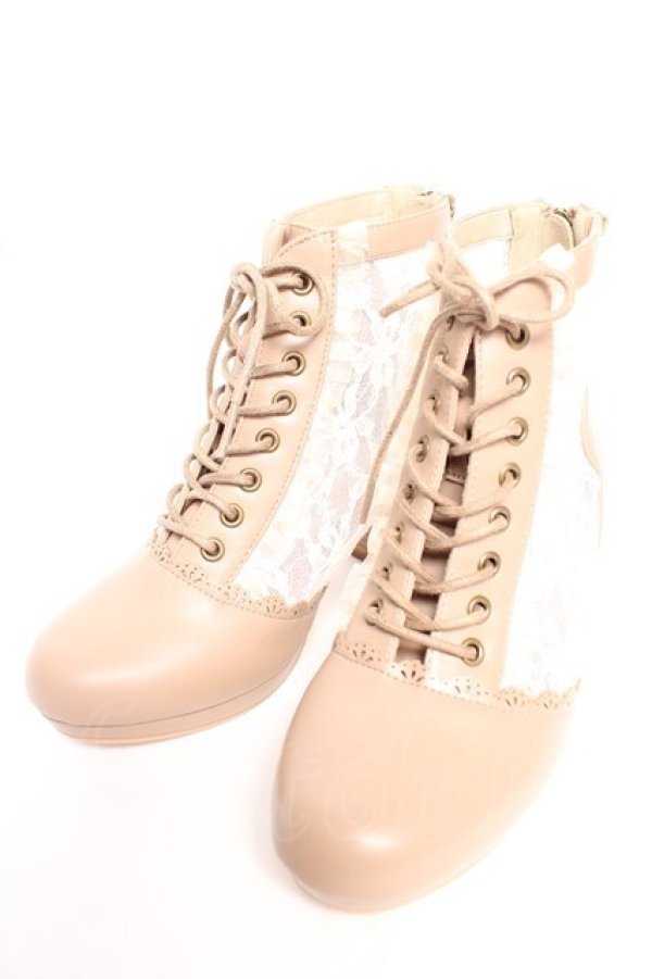 画像1: axes femme / チュールレースアップブーツ M ベージュ Y-25-12-25-102-AX-SH-SZ-ZY (1)