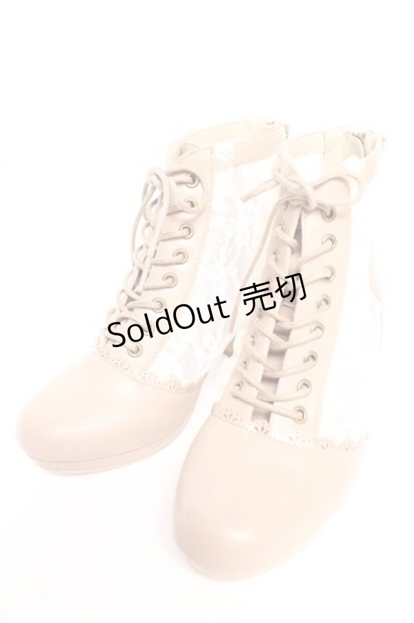 画像1: axes femme / チュールレースアップブーツ M ベージュ Y-25-12-25-102-AX-SH-SZ-ZY (1)