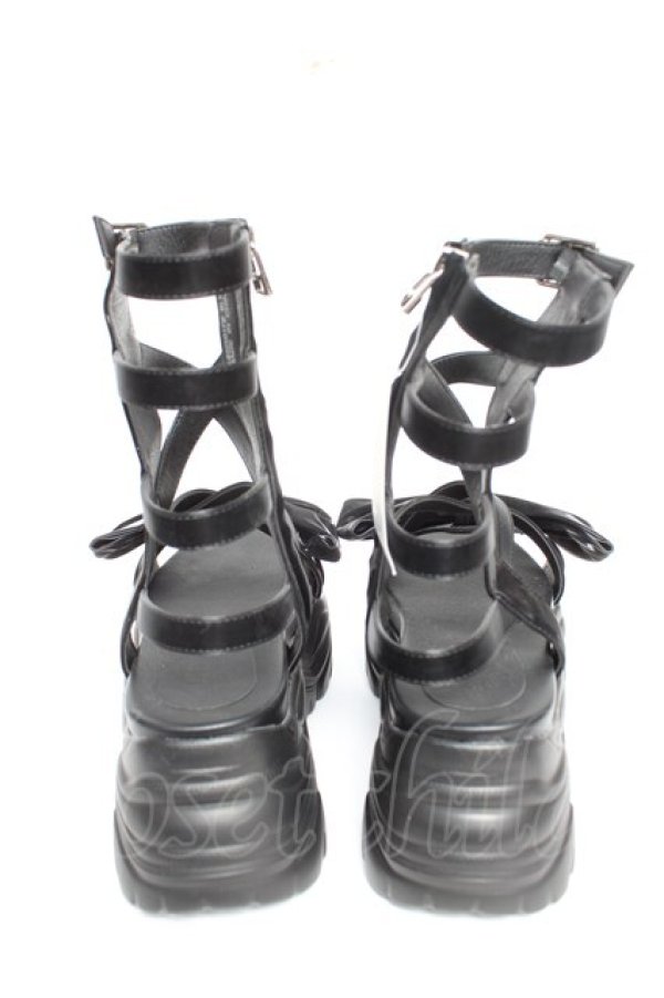 画像3: Fickle Bebe / リボンレースアップサンダル L 黒 Y-25-12-25-103-0-SH-SZ-ZY (3)